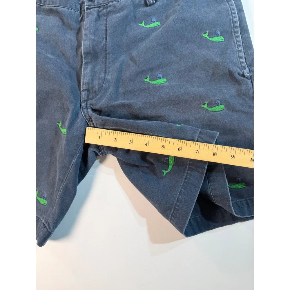 Polo Ralph Lauren Mens 38 Navy Blue Green Whale Embroidered Slim GI Fit Shorts